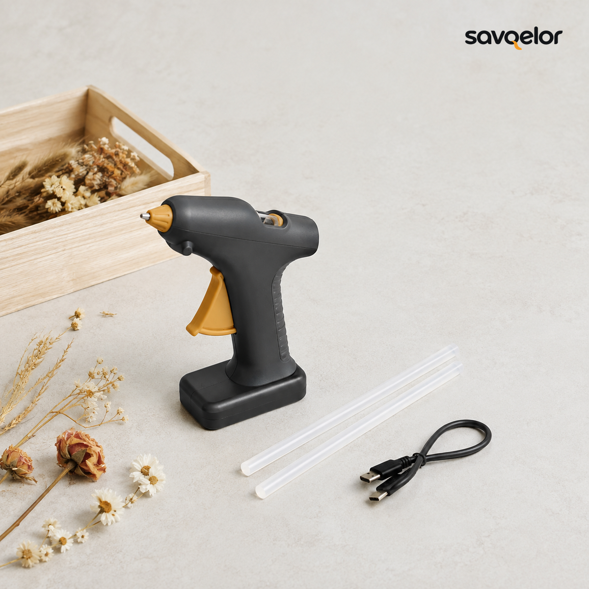 SAVQELOR Cordless Hot Glue Gun – Rechargeable Craft & Quick Repair Kit
