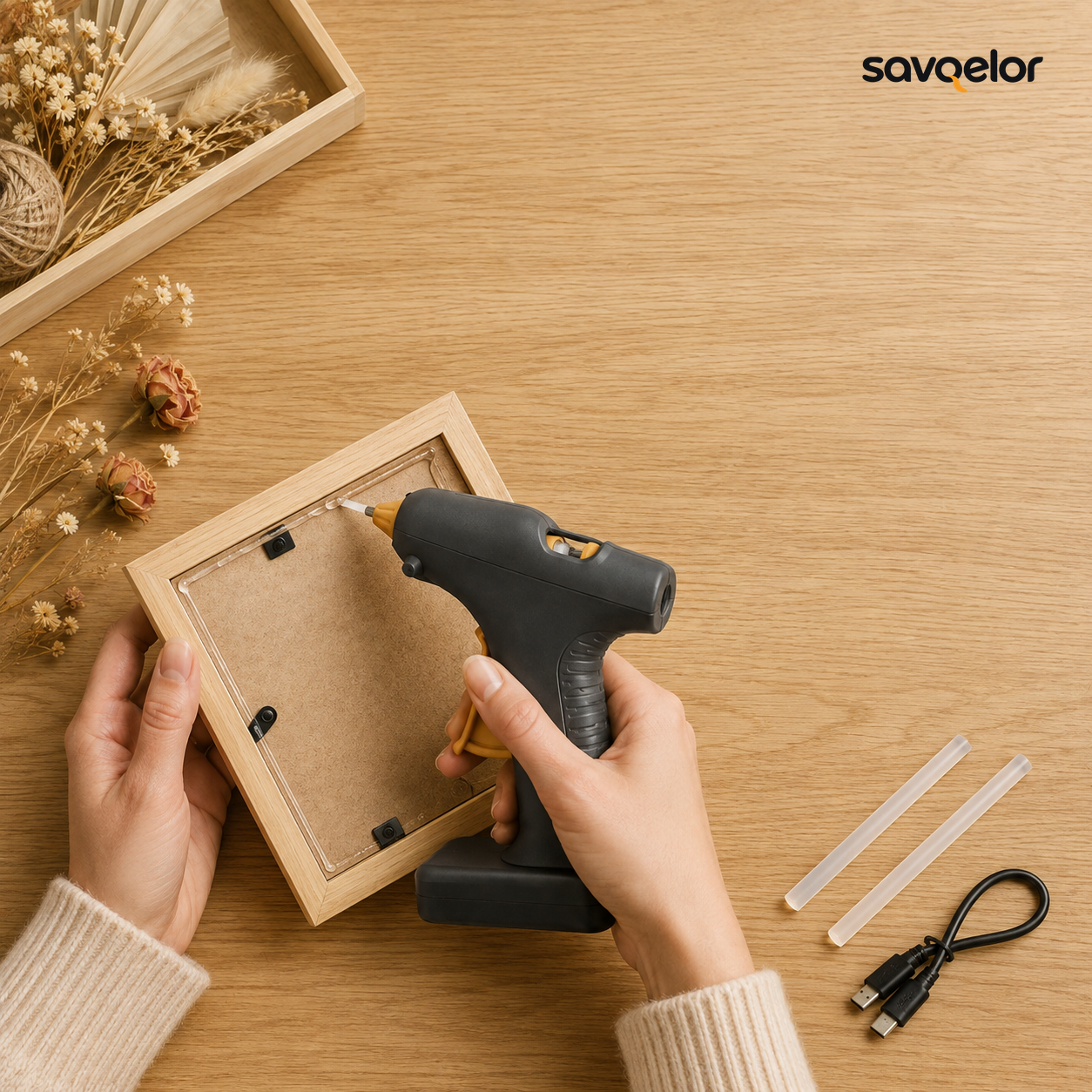 SAVQELOR Cordless Hot Glue Gun – Rechargeable Craft & Quick Repair Kit